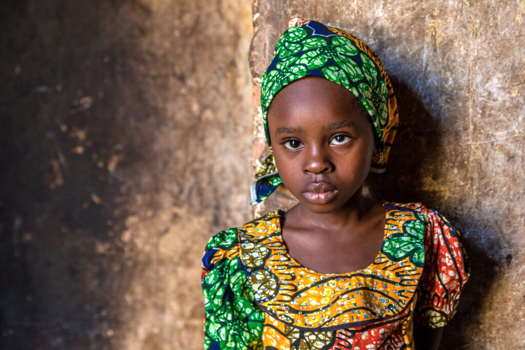 Khadijah photographed outside her home in Sokoto.