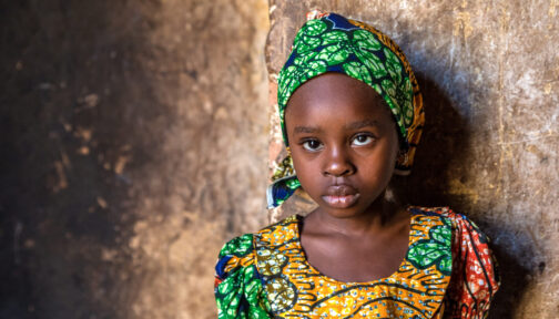 Khadijah photographed outside her home in Sokoto.
